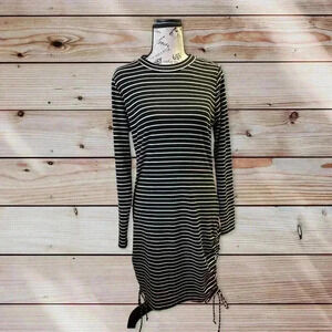 ABOUND SIZE LARGE BLACK DRESS WITH WHITE STRIPES